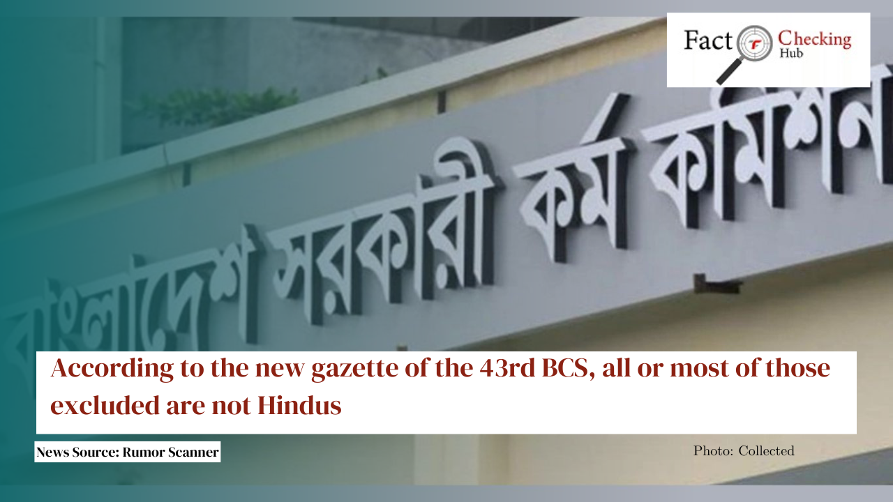 According to the new gazette of the 43rd BCS, all or most of those excluded are not Hindus