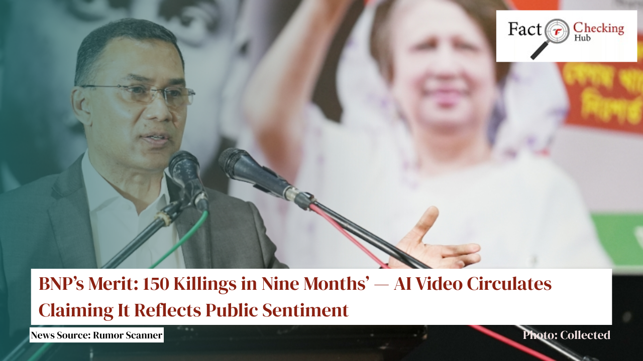 BNP’s Merit: 150 Killings in Nine Months’ — AI Video Circulates Claiming It Reflects Public Sentiment